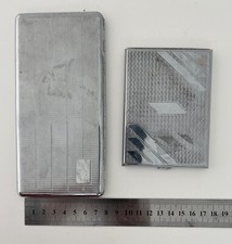 2 x Vintage Chrome Plated Cigarette/Business Card Holder Retro Design Card Case