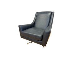 Salute large swivel chair in grade A Turino blue leather & chrome base RRP £1199