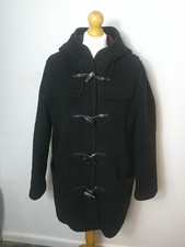 Gloverall Duffle Coat Size 16 UK Black Red Check Tartan Lining Short England