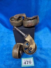 4 X Original Antique Brass Furniture Castors 2" 50mm Diameter Wheels All In FWO