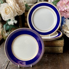 Wedgwood & Co Plates x4 Cobalt Blue & Gold 1930s Art Deco Period