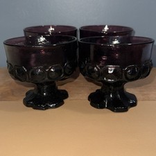 Set of 4 plum purple colored Tiffin Franciscan Madeira Champagne Coupe Glasses