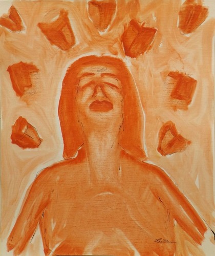 Sleeping red lady - red, in