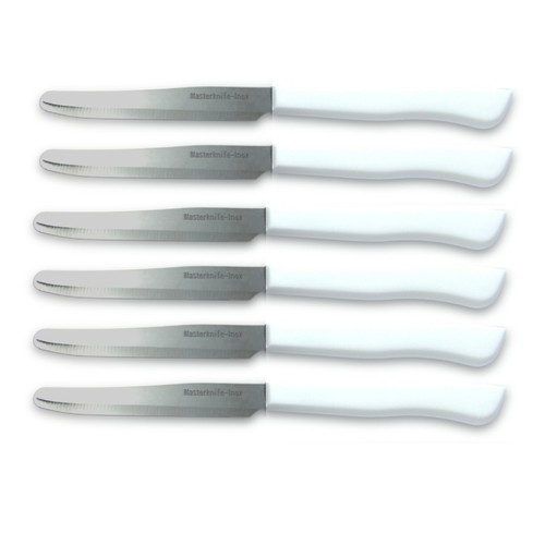 Dinner knives white handle - white, 6
