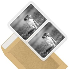2 x Rectangle Stickers 7.5cm BW - Cute Fox Terrier Dog Puppy  #38169