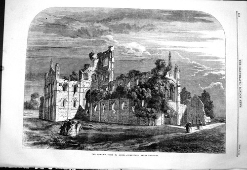 Antique old print 1858 queen - old,
