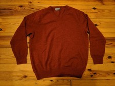 MARKS AND SPENCER M&S MENS BURNED ORANGE EXTRA FINE LAMBSWOOL JUMPER VGC SIZE L
