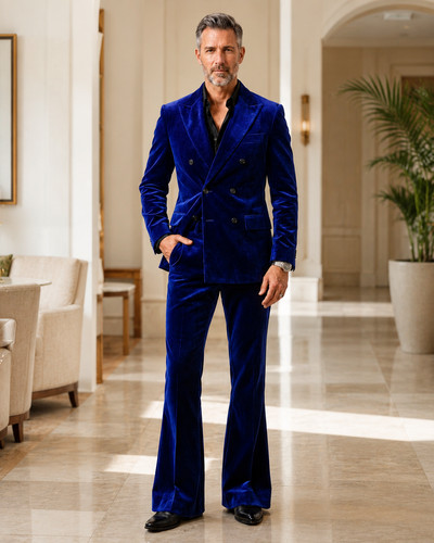 Mens royal blue velvet double - royal,