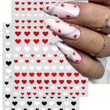 Nail Art Stickers Decals Mini Hearts Red Black White Cute Valentines Love Design