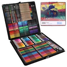 288pc Art Colouring Pencils Pastel Painting Set Felt Markers Artists Kids Adults