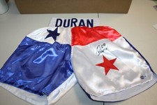 Roberto Duran SIGNED Autographed Custom PANAMA FLAG BOXING  TRUNKS BECKETT CERT