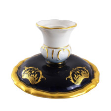 Haviland Limoges Candlestick Cobalt Gold Squat Form Vintage