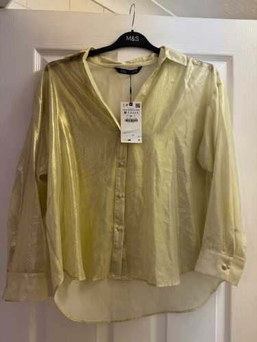 Zara blouse top size - m, gold