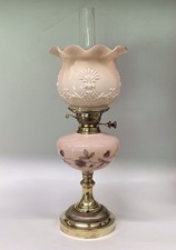 Antique Oil Lamp Opaque Pink