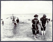 Edwardian bathers at seaside -