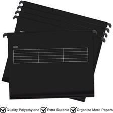 AKOLAFE 30 Pack Suspension Files A4 Black Filing Cabinet Dividers Hevy Duty H...