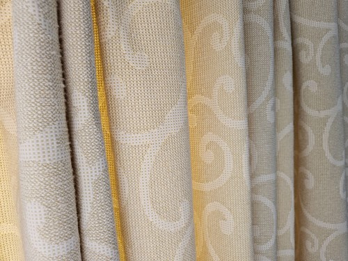 Pair curtains beige white - pair,