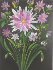 Bouquet, a spring feel to this acrylic painting on repurposed board