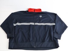 Sergio Tacchini Men's Navy Track Jacket 4XL Full Zip Red Collar Logo Polyester