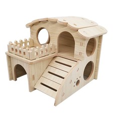 Small Animal Wooden Luxury Villa House Two Layers for Dwarf Mouse Gerbil