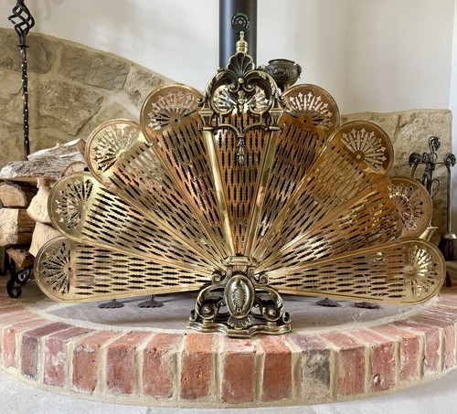 Vintage brass peacock - brass, fan