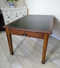 Antique Library Desk With Leather Green Top 2 Deep Drawers Delivery Possible 