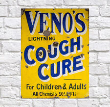 Veno's Cough Cure Retro metal Tin Aluminium Vintage Sign Garage Man Cave Shed