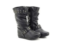 Girls Black Mid Calf Ankle