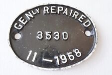 1968 Genly Repaired Cast Iron Nameplate Name Plate