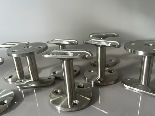 Silver metal stair handrail - stair,