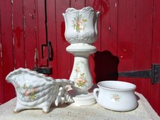 VINTAGE PARK LANE CERAMICS PLANTER JARDINIERE & STAND & FLOWER POT & CONCH SHELL
