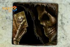 Skull leather carved wallet,playing cards leather wallet,biker long wallet