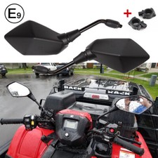 10mm Motorcycle Mirrors+7/8" Handlebar Clamp for Polaris Honda Yamaha ATV Quad D