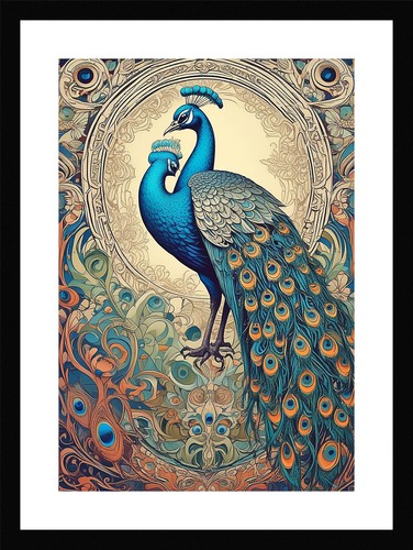 Timeless peacock framed - framed, wall