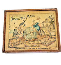 Antique Jigsaw SUPERIOR DISSECTED MAP of ENGLAND & WALES John Barker