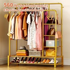 Gold Double Clothes Rail  Cloth Rack With Shelves Please Read Description 