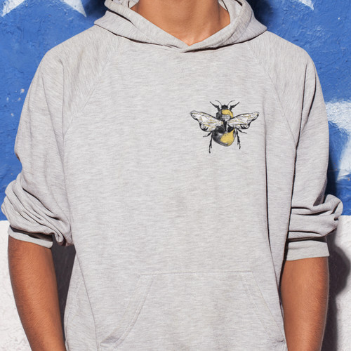 Bee skull grey hoodie - &,