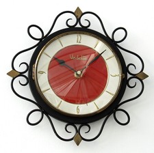 Vintage 26cm Vedette Wall Clock - Retro French Mid Century Ornate Starburst Gift
