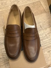 CHARLES TYRWHITT Men's Rich Tan Leather Saddle Loafers Shoes SIZE 8 New