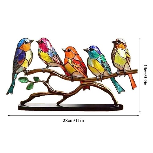 Stained glass birds ornament - glass,