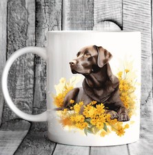 Pet Dog Mug, watercolour Chocolate Labrador - Ideal Gift