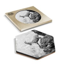 1 x Hexagon Coaster - BW - Alpine Goat Zermatt Switzerland #37434