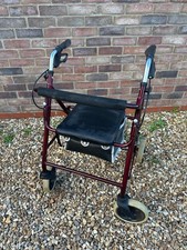 Rome Medical 4 Wheel Folding Mobility Walker Walking Aid Seat Bag