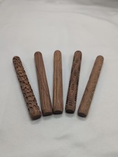  Set of 5 Wooden Clay Texture Roller Engraved Rolling Pin Mud Pottery Tools