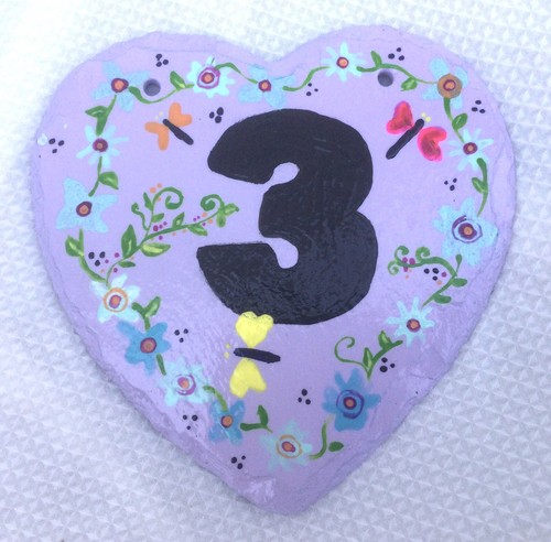 Hand painted slate heart - painted,