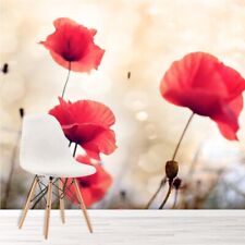 Red Poppy Flowers Floral Wall