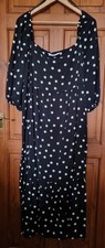 NWT Primark Black & White Spotted Half Sleeve Tiered Hem Maxi Dress - Size 20
