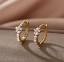 18ct Gold Plated 925 Sterling Silver Small Star Huggie Hoop Earrings for Women