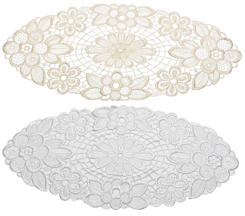 Floral lace oval doilies - lace, pack