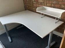 Large Sturdy White Ikea Galant Left Hand Corner Office Desk Hight Adjustable